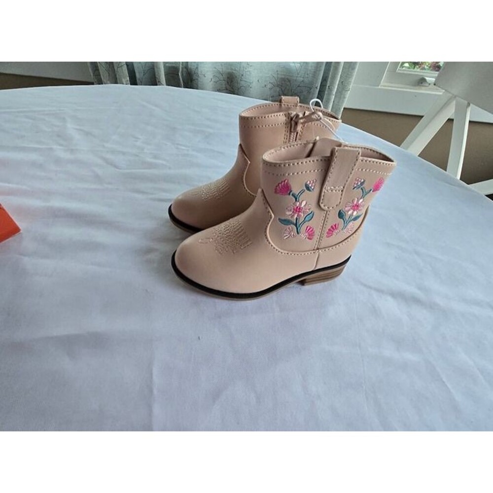 Cat & Jack Whitley Pink Western Ankle Boots - Girls size 7 - NEW